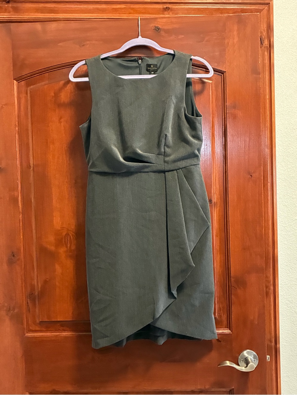 Sleeveless Grey Draped Sheath Dress
